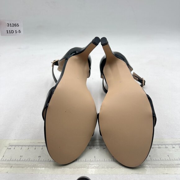 FSJ Black Comfy Open Toe Summer Sandals Ankle Strap High Heels Strappy Shoes - Picture 7 of 8